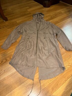 Divided H&M Brown Hooded lightweight Trench Coat